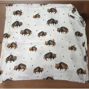 Little Unicorn Cotton Muslin Buffalo Bison Print Baby Swaddle Blanket 47x47